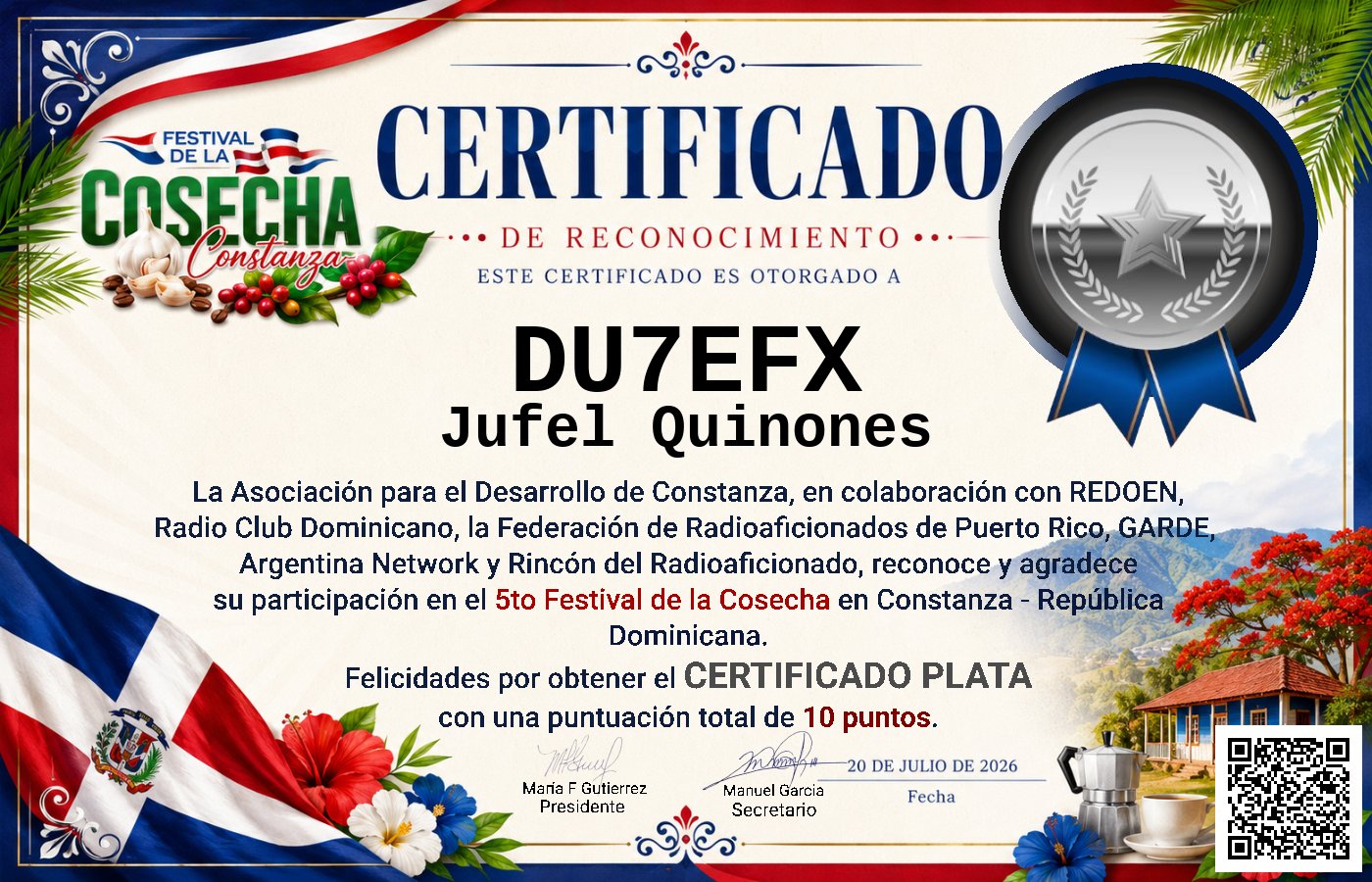 Certificado Activación - "Festival de la Cosecha"