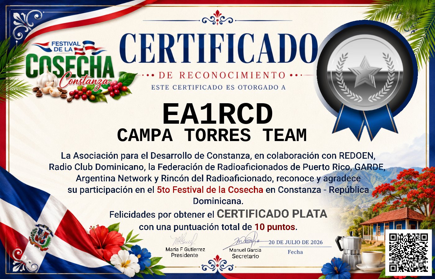 Certificado Activación - "Festival de la Cosecha"