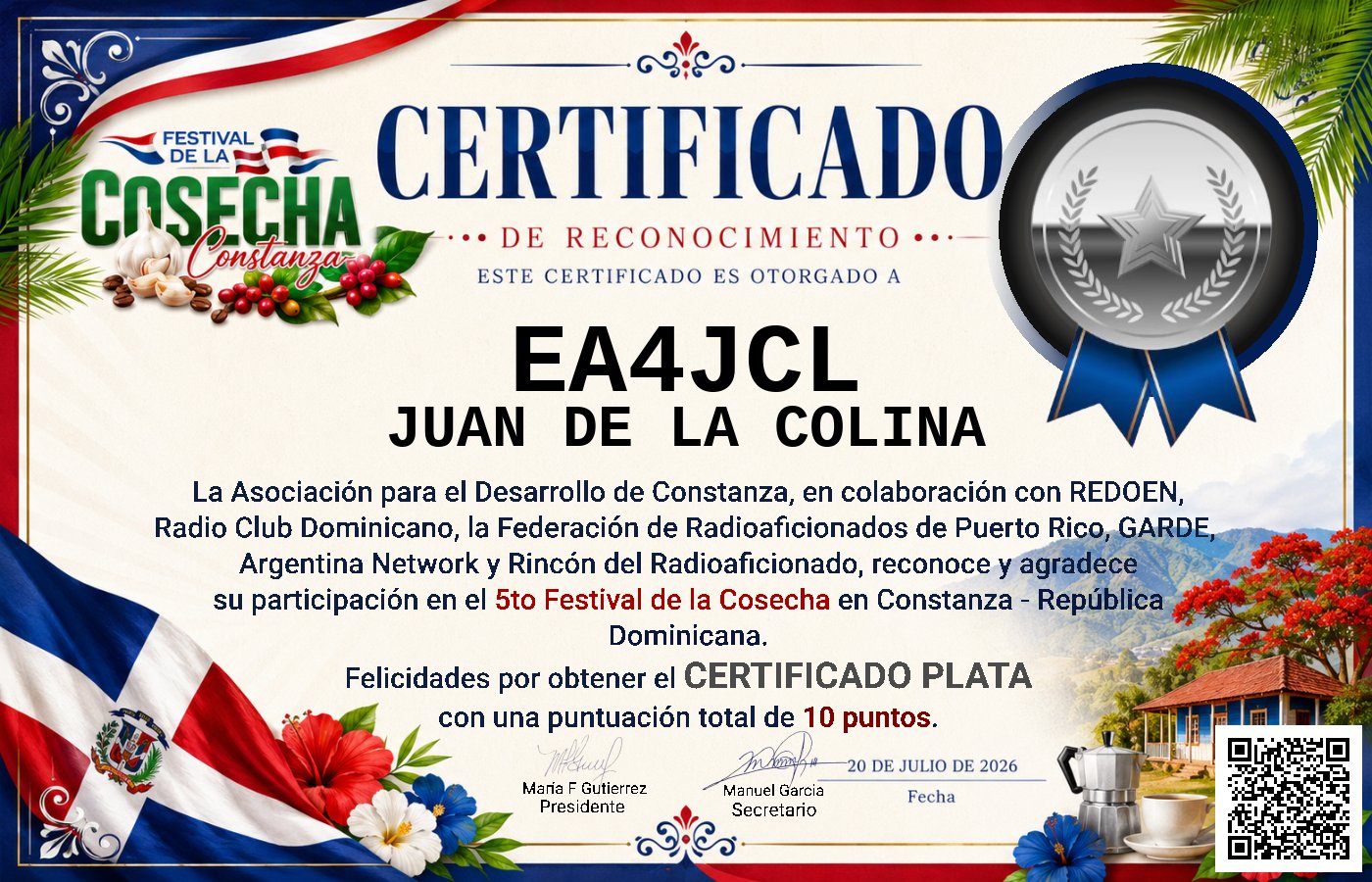 Certificado Activación - "Festival de la Cosecha"
