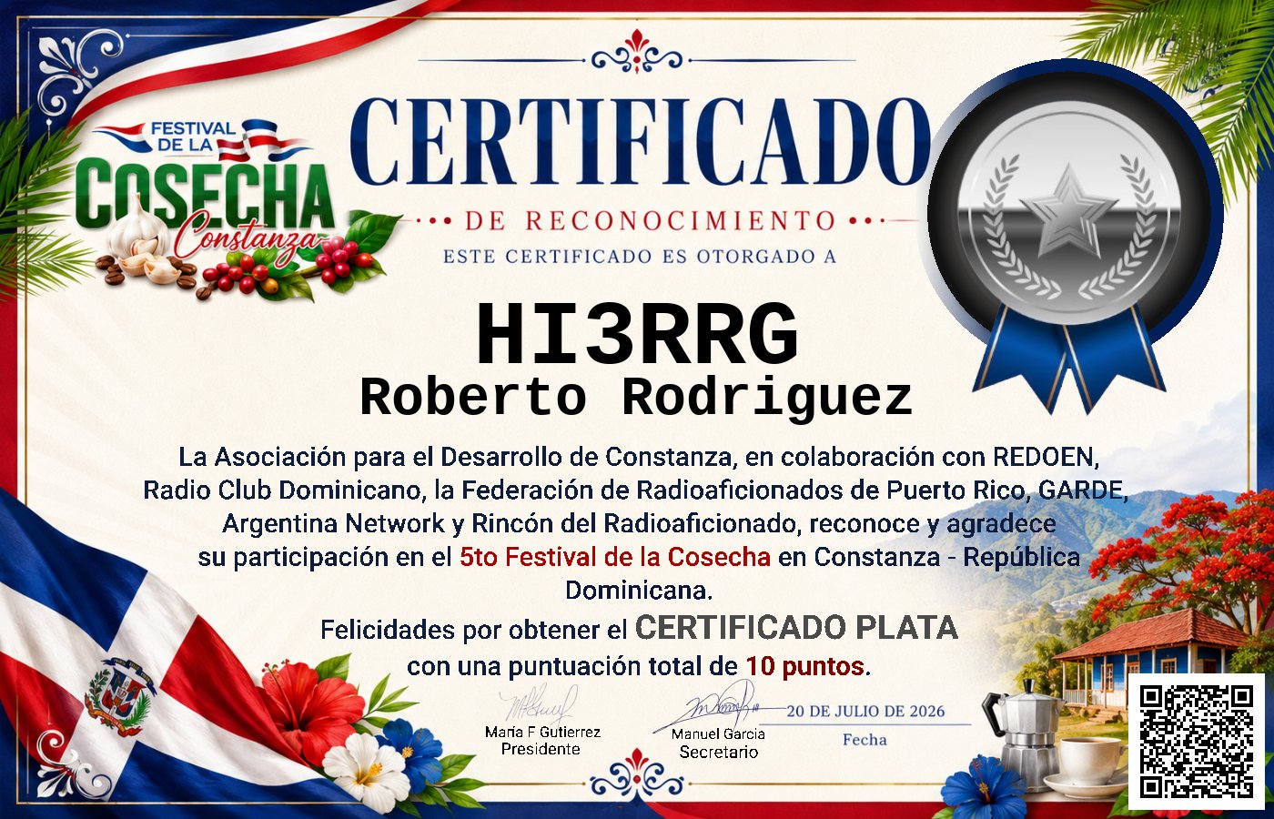 Certificado Activación - "Festival de la Cosecha"