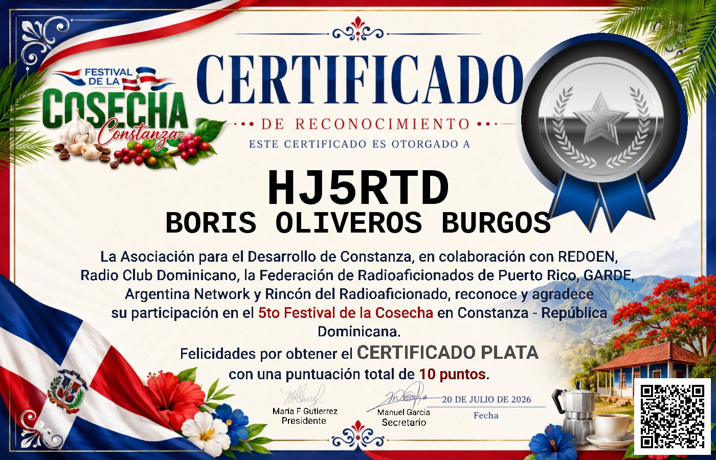 Certificado Activación - "Festival de la Cosecha"