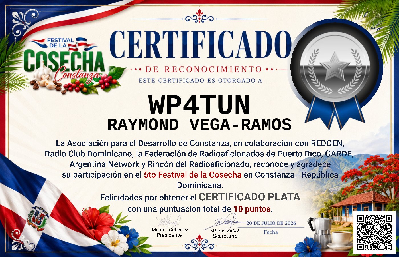 Certificado Activación - "Festival de la Cosecha"