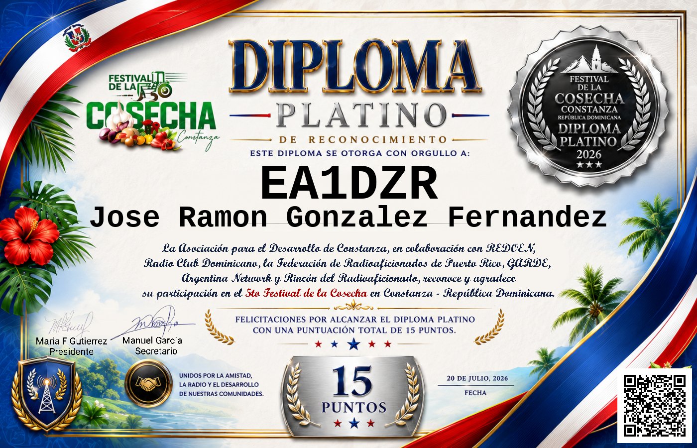Certificado Activación - "Festival de la Cosecha"