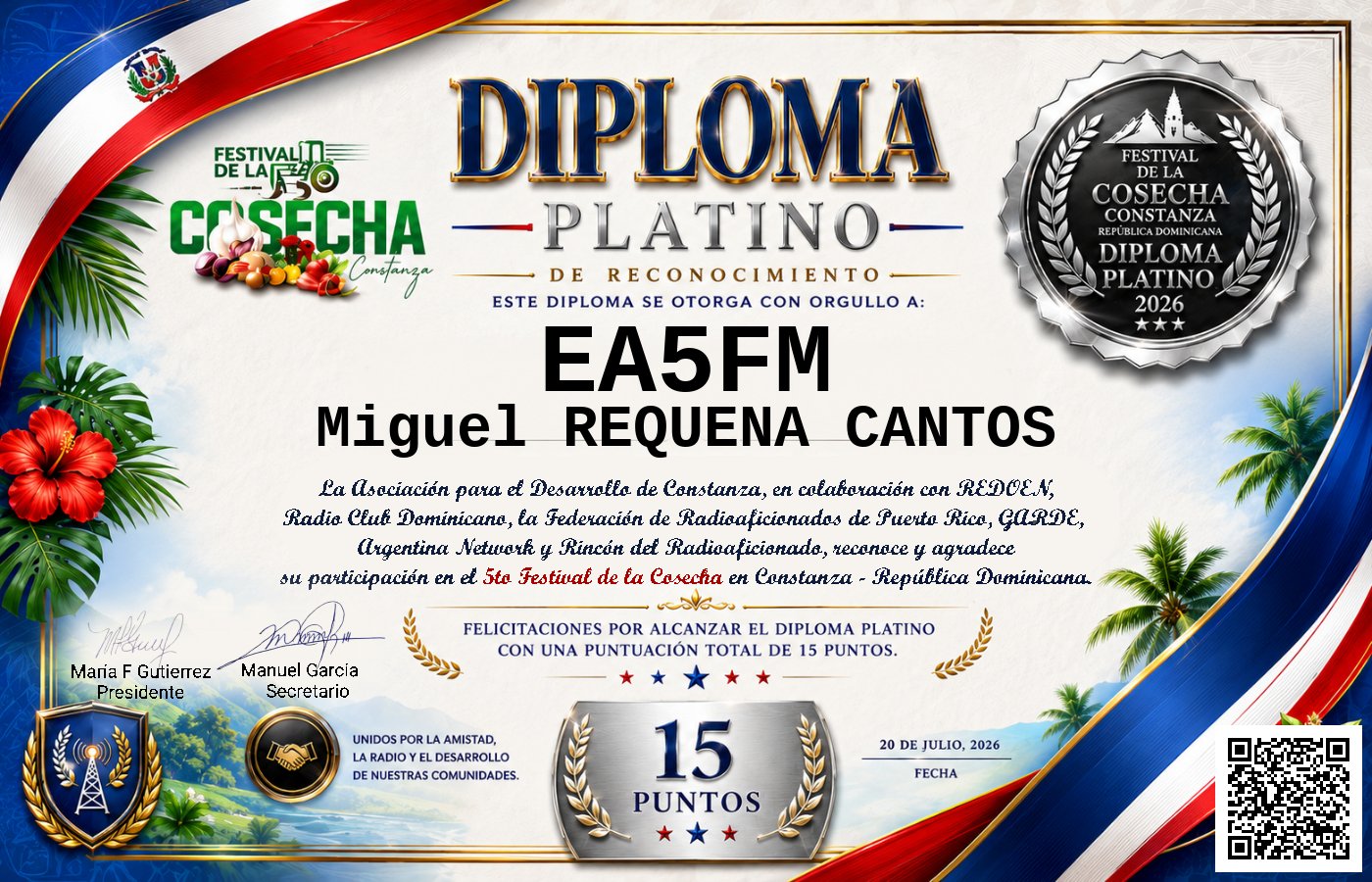 Certificado Activación - "Festival de la Cosecha"