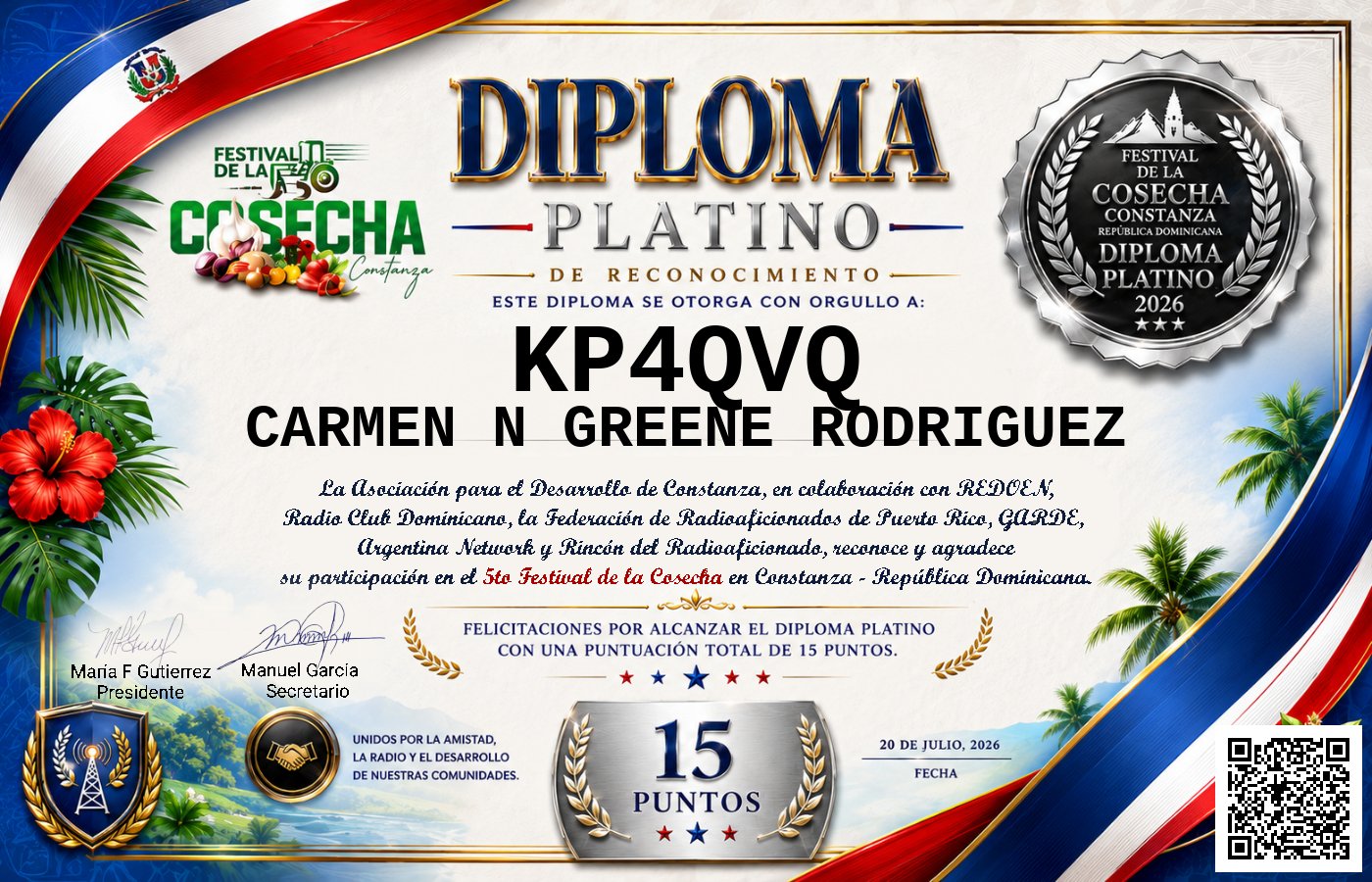 Certificado Activación - "Festival de la Cosecha"