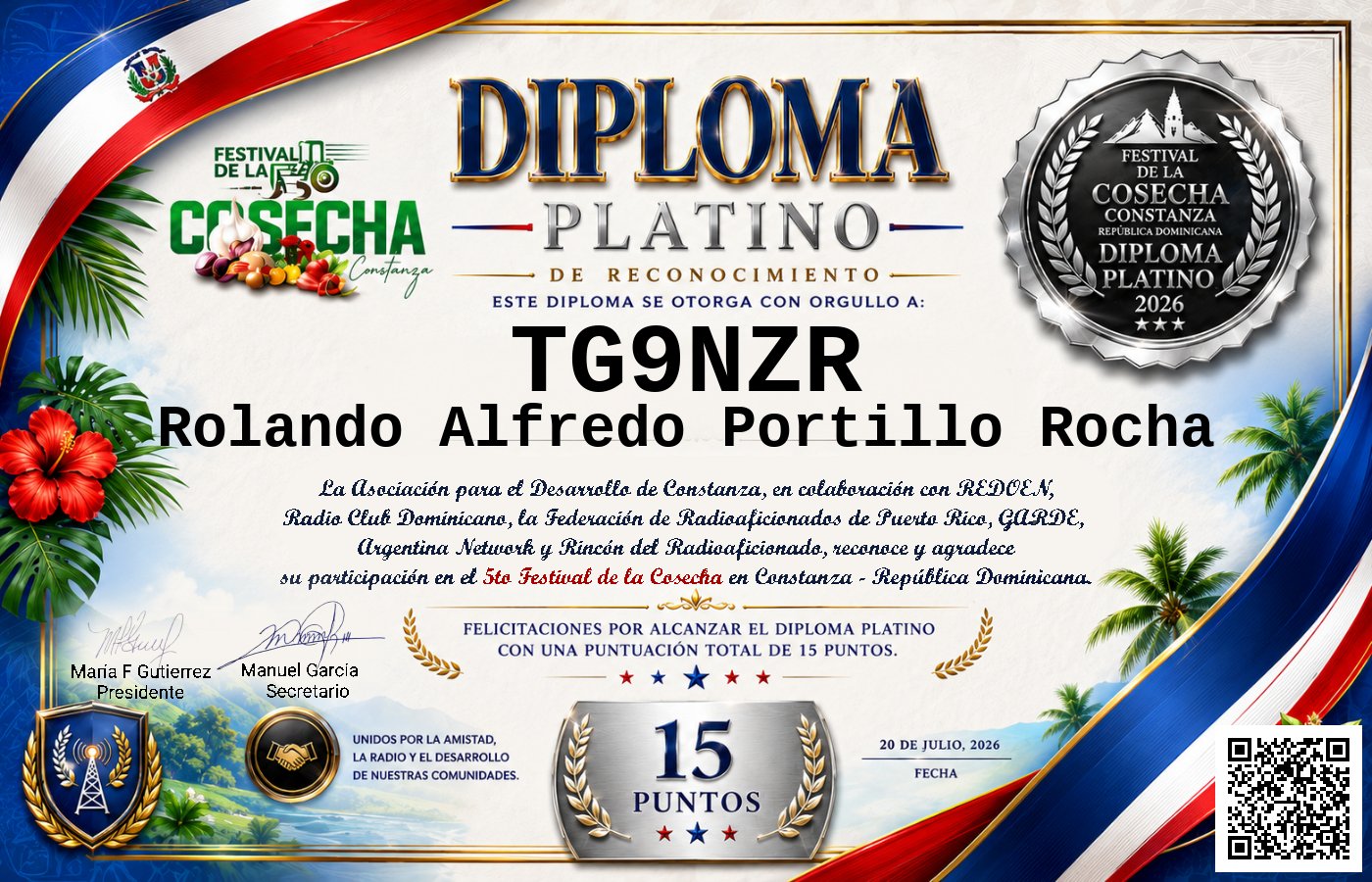 Certificado Activación - "Festival de la Cosecha"